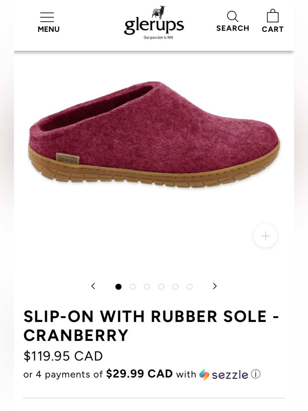 Glerups Women's Wool Slip-On Rubber Soled Slippers in Cranberry Size 37 like new